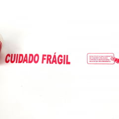 Fita adesiva larga Transparente 100m Impressa cuidado frágil cadeado inviolável