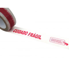Fita adesiva larga Transparente 100m Impressa cuidado frágil cadeado inviolável